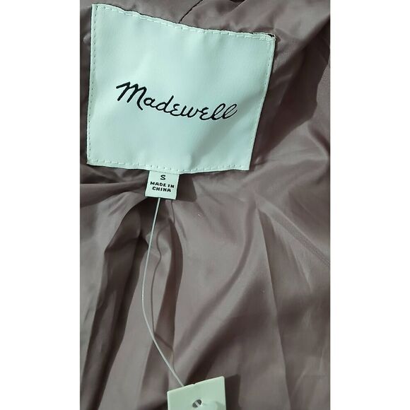 Madewell womens small mauve purple puffer jacket coat hoodie full zipper front - Picture 6 of 7